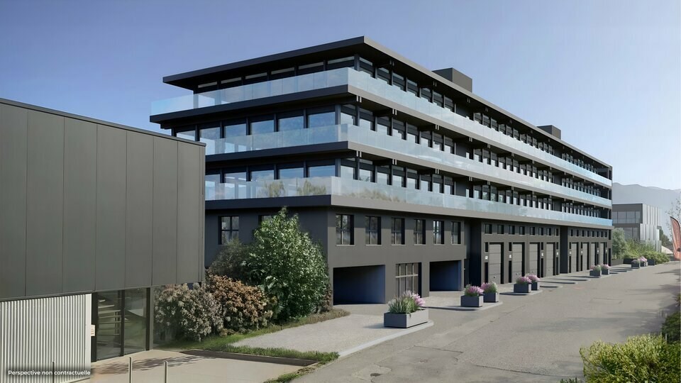A vendre - Bâtiment EBENE - Locaux d'activités neufs sur le Parc de Calvi à Poisy. 3957 m² divisibles à partir de 96 m². Disponible au S2 2026